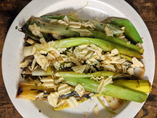 Moody Eater makes... Carla Lalli Music's Leeks with Potato Chips & Chives. Photo by Charles Malene for MoodyEater™