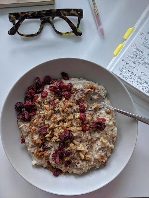 Oatmeal with Cranberry and Sunflower Seeds