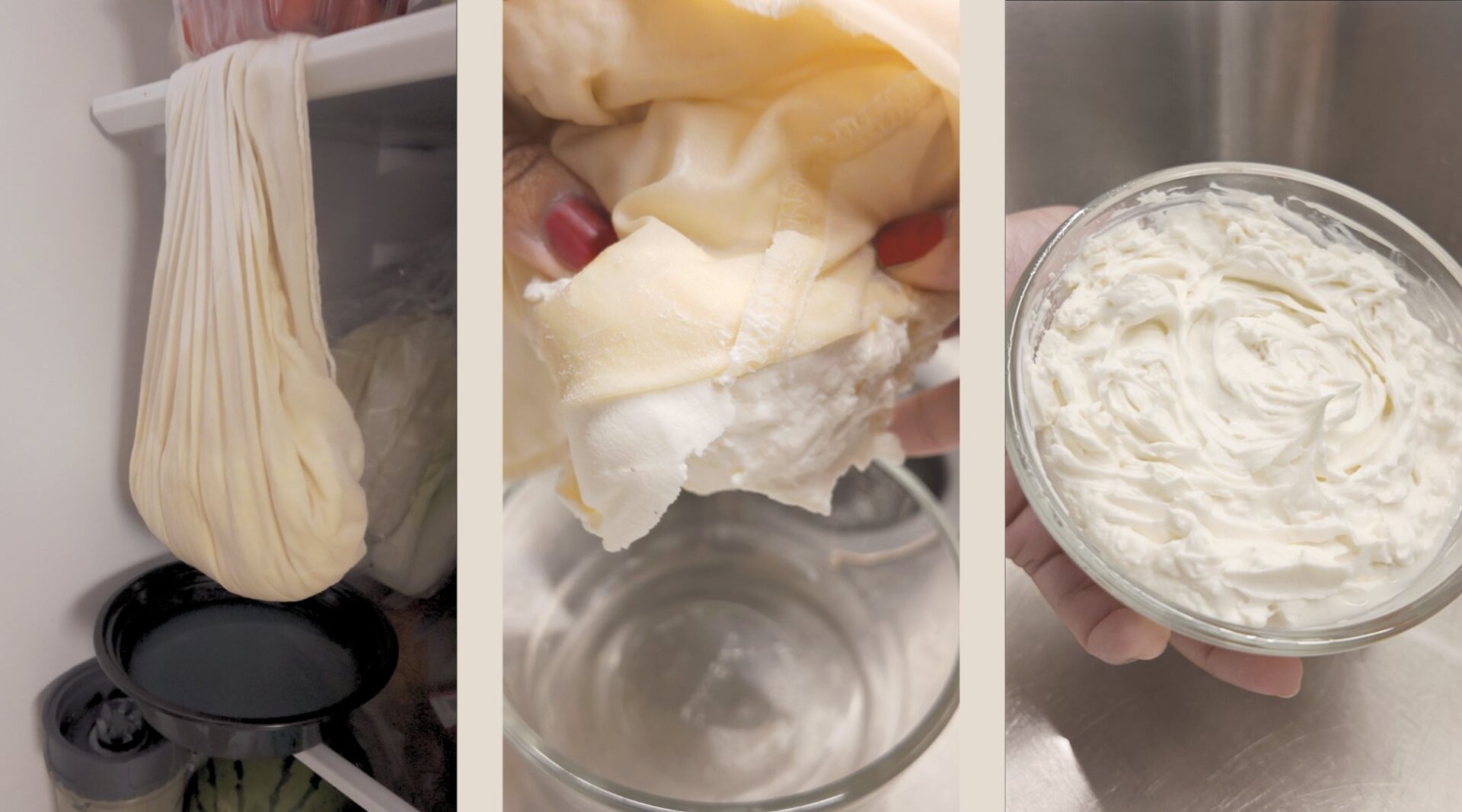 Simple process of how to make cream cheese once you've made yogurt