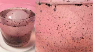 Close up of homemade cranberry lime soda with chlorophyll. Photo by Charles Malene for MoodyEater™