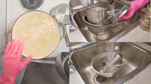 Disinfecting jars and tools with soap and boiling water. Photo by Charles Malene for MoodyEater™