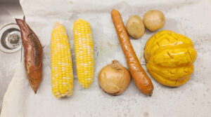 Roasted vegetables for 'Hotsteppa' Corn Soup recipe. Photo by Charles Malene for MoodyEater™