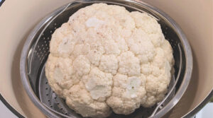 Cauliflower in pot before steaming. Photo by Charles Malene for MoodyEater™