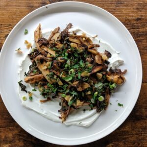 Colu Henry's Roasted Mushrooms with Sour Cream, Herbs, and Lemon recipe test. Photo by Charles Malene for MoodyEater™