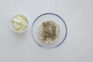 Butter and oat crumble mix. Photo by Charles Malene for MoodyEater™