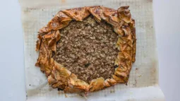 Apple Crumble on parchment paper. Photo by Charles Malene for MoodyEater™