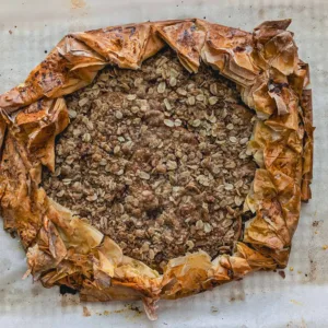 Apple Crumble on parchment paper. Photo by Charles Malene for MoodyEater™