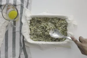 Callaloo Spanakopita mixture with filo pastry mould. Photo by Charles Malene for MoodyEater™