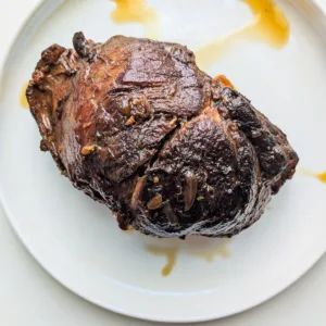 Cooked soy-braised beef chuck. Photo by Charles Malene for MoodyEater™