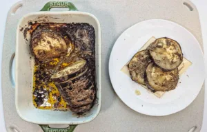 Eggplant with jerk miso butter. Photo by Charles Malene for MoodyEater™