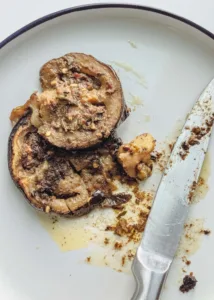 Eggplant slices with jerk miso butter. Photo by Charles Malene for MoodyEater™