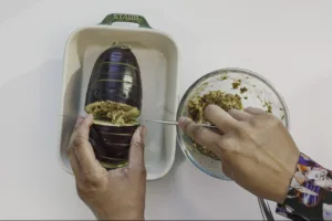 Eggplant spread with Jerk Miso Butter. Photo by Charles Malene for MoodyEater™