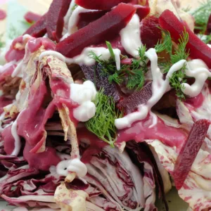 Close-up of Radicchio Beet & Walnut Salad. Photo by Charles Malene for MoodyEater™