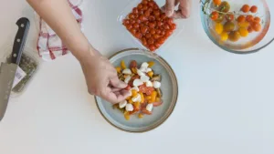 Sweet drops added to the Tomato, Sweet Drop, Pearl Mozzarella Salad. Photo by Charles Malene for MoodyEater™