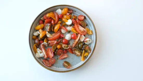 Tomato, Sweet Drop, Pearl Mozzarella Salad. Photo by Charles Malene for MoodyEater™